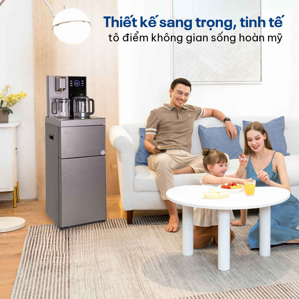 Cây nước nóng lạnh bàn trà có ngăn hỗ trợ khử khuẩn UV FujiE TB238UV